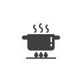 Pan on gas stove vector icon