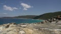 Pan from Landscape with tourist near the blowholes in Albany, Western Australia