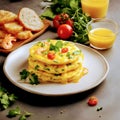 Pan omlete with shrimp with yellow sauce Royalty Free Stock Photo