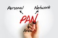 PAN - Personal Area Network acronym, technology concept background Royalty Free Stock Photo