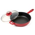 Pan with Red Lid Isolated on White Background Royalty Free Stock Photo