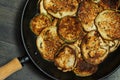 Pan Roasted Eggplant Slices in Black Metal Pan