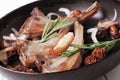 Pan-roasted lamb chops and mushrooms Royalty Free Stock Photo