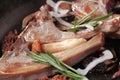 Pan-roasted lamb chops and mushrooms Royalty Free Stock Photo