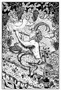 Pan, Satyr. Engraved fantasy illustration