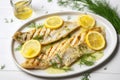 pan-seared fish with lemon and dill Royalty Free Stock Photo