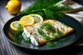 pan-seared fish with lemon and dill Royalty Free Stock Photo