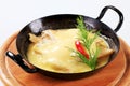 Pan seared fish with thick cheese sauce