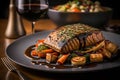 pan seared salmon fillet with vegetables Generative AI