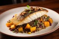 Sea bass fillet with quinoa salad