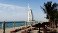 Pan shot of the Jumeira Beach and Hotels, Burj Al Arab, Dubai, United Arab Emirates