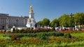 Pan shot from the Victoria Memorial to Buckingham Palace