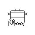 Pan stove timer icon. Simple line, outline vector cooking icons for ui and ux, website or mobile application Royalty Free Stock Photo