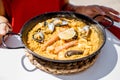 Pan with Valencian rice dish paella