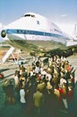 Pan workers seeing the first passenger B-747 at Everett Airport , Washington