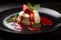 Pana cotta dessert plate. Generate Ai Royalty Free Stock Photo