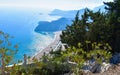 View of Tsampika beach from the top of the mountain Royalty Free Stock Photo