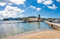 The Panagia Vlacherna church with a nice cloudscape in Corfu, Gr