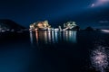 The small church on Panagias Island in Parga lights up the night. Panagias Island At Night In Parga Greece