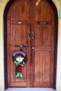 Panaji, Goa, India - December 15, 2019: Beautiful wooden door in the old town of Panaji Royalty Free Stock Photo