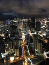 Panama, America. Septenber 01, 2019 - City skyscrapers skyline illuminated at night panama republic of Panama. Mobile phone photo Royalty Free Stock Photo