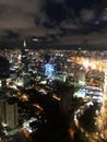 Panama, America. Septenber 01, 2019 - City skyscrapers skyline illuminated at night panama republic of Panama. Mobile phone photo