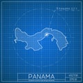 Panama blueprint map template with capital city. Royalty Free Stock Photo