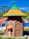 Panama, Boquete, colorful mushroom shaped house at the flower fair Royalty Free Stock Photo