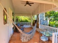 Panama, Boquete, hammock on the patio of a house