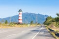 Panama Boquete lighthouse on the highway and Baru volcano Royalty Free Stock Photo