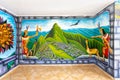 Panama Boquete, mural with the representation of Machu Picchu Royalty Free Stock Photo