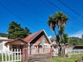 Panama, Boquete town,villa with sloping roof and tropical garden