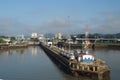 Panama Canal filling to raise a ship Royalty Free Stock Photo