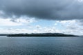 Panama Canal, landscape of the Gatun Lake on a cloudy day. Royalty Free Stock Photo