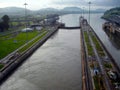 Panama Canal locks opening Royalty Free Stock Photo