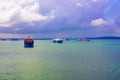 Panama Canal, Panama - December 7, 2019: Maersk Line container cargo ship at Panama Canal