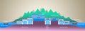 Panama canal profile. Structure of locks.