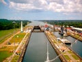 Panama Canal Lock fills with Water Royalty Free Stock Photo