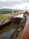 Panama Canal lock fills with water Royalty Free Stock Photo