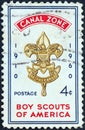 PANAMA CANAL ZONE - CIRCA 1960: A stamp printed in Panama Canal Zone issued for the the 50th anniversary of Boy Scouts of America