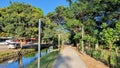 Panama, Chiriqui province, Dolega town, Canoe creek promenade on a sunny day