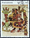 PANAMA - CIRCA 1968: A stamp printed in Panama shows Detail from the `Codex Nutall`, circa 1968.