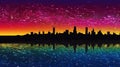 Panama City Panama City Colorized Skyline Silhouette Artwork Royalty Free Stock Photo