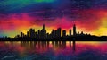 Panama City Panama City Colorized Skyline Silhouette Artwork Royalty Free Stock Photo