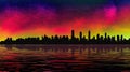 Panama City Panama City Colorized Skyline Silhouette Artwork Royalty Free Stock Photo