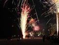 Panama City Beach florida Fireworks time lapse celebration pyrotechnics Royalty Free Stock Photo