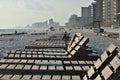 Panama City Beach Florida, beach lounge chairs empty