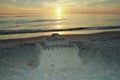 Panama City Beach Gulf of Mexico near sunset picturesque sand castle Royalty Free Stock Photo