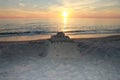 Panama City Beach Gulf of Mexico near sunset picturesque sand castle Royalty Free Stock Photo