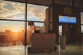 Panama City, Panama: Boarding gate entrance with information board in airpot Panama City, Panama.